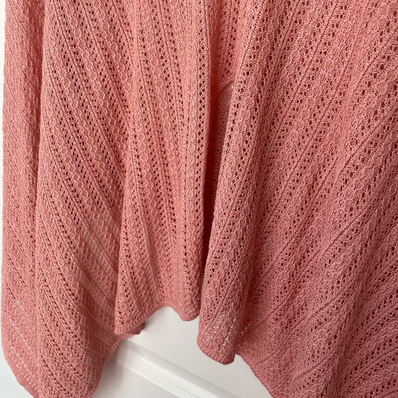 Minnie Rose Crochet Knit Ruana Poncho (One Size) in Pink - Picture 3 of 5